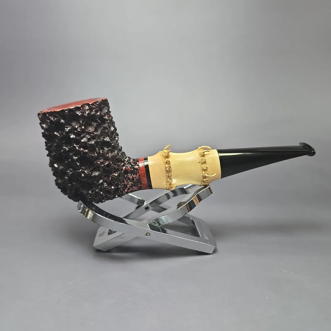Walt Cannoy Cardinal House Morton Lava Rock Bamboo Billiard Handmade Briar Pipe, New - Image 3