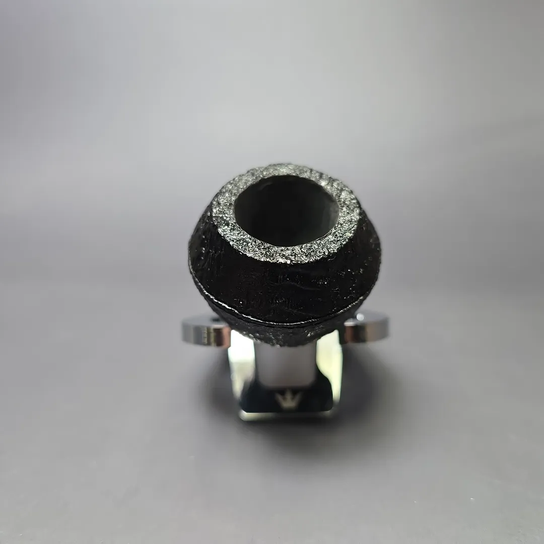 Moonshine MS02 Black Sandblasted Devil Dog Rhodesian w/ Yellow Stem Briar Pipe, New - Image 3