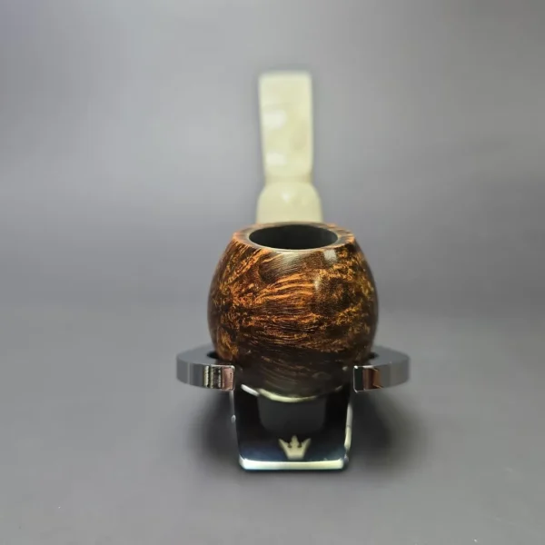 Moonshine MS12L Dark Smooth Long Stem Grapeshot w/ White Stem Briar Pipe, New - Image 3