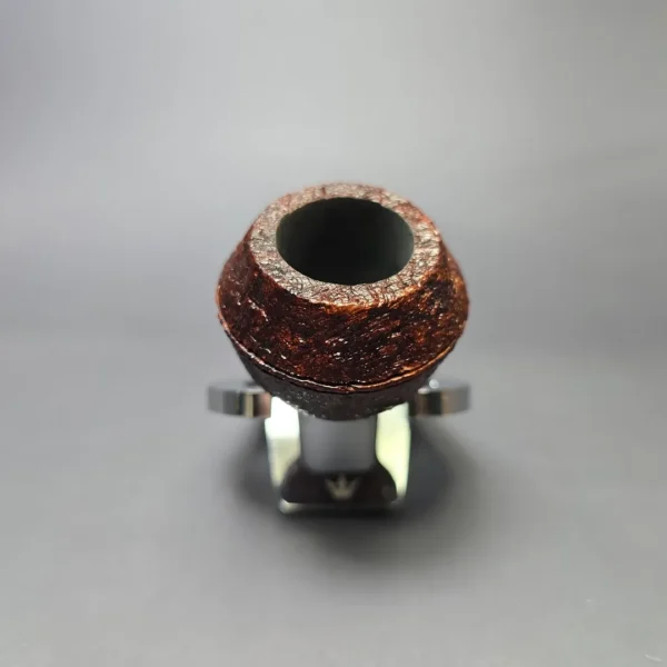 Moonshine MS02 Leather Sandblasted Devil Dog Rhodesian w/ Black Stem Briar Pipe, New - Image 3