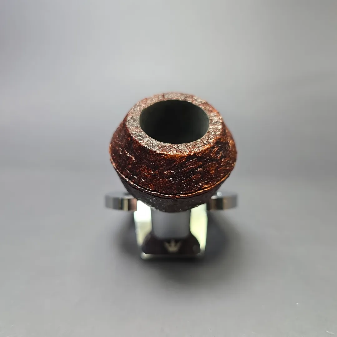 Moonshine MS02 Leather Sandblasted Devil Dog Rhodesian w/ Black Stem Briar Pipe, New - Image 3