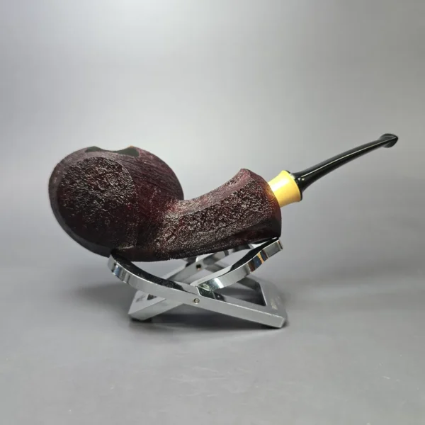 Madao 3000 Sandblasted Swimming Blowfish w/ Boxwood Handmade Briar Pipe, New - Image 3