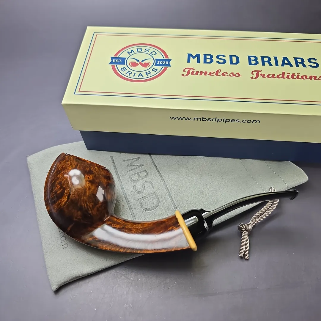 MBSD Briars Modern Masters 2 Smooth Blowfish w/ Boxwood Briar Pipe, New - Image 3