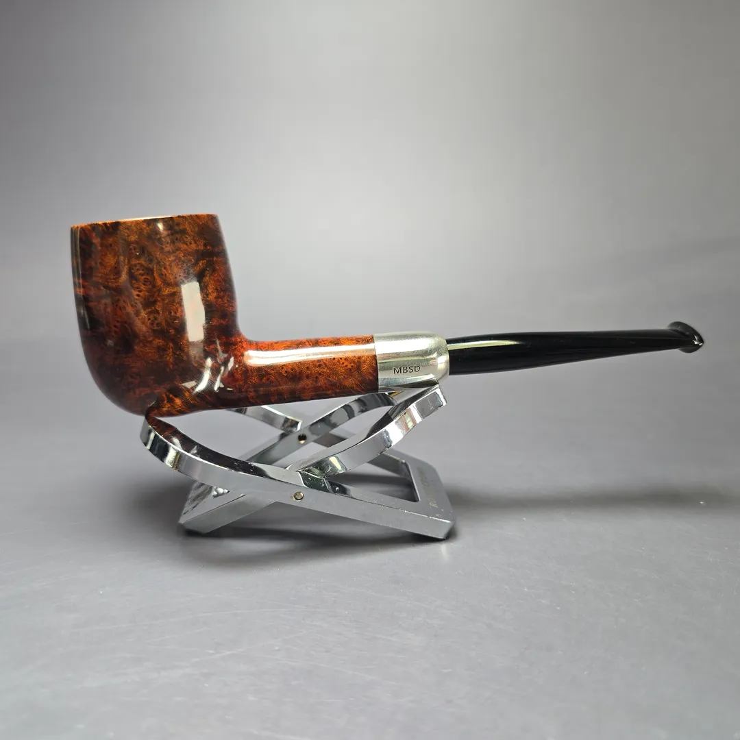 MBSD Briars Timeless Traditions 1 Smooth Billiard w/ Silver Handmade Briar Pipe, New - Image 3