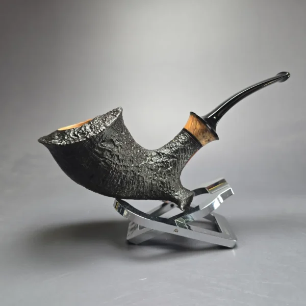 Kent Rasmussen Sandblasted Asymmetric Elephant's Foot w/ Masur Birch Estate Briar Pipe, Unsmoked - Image 3