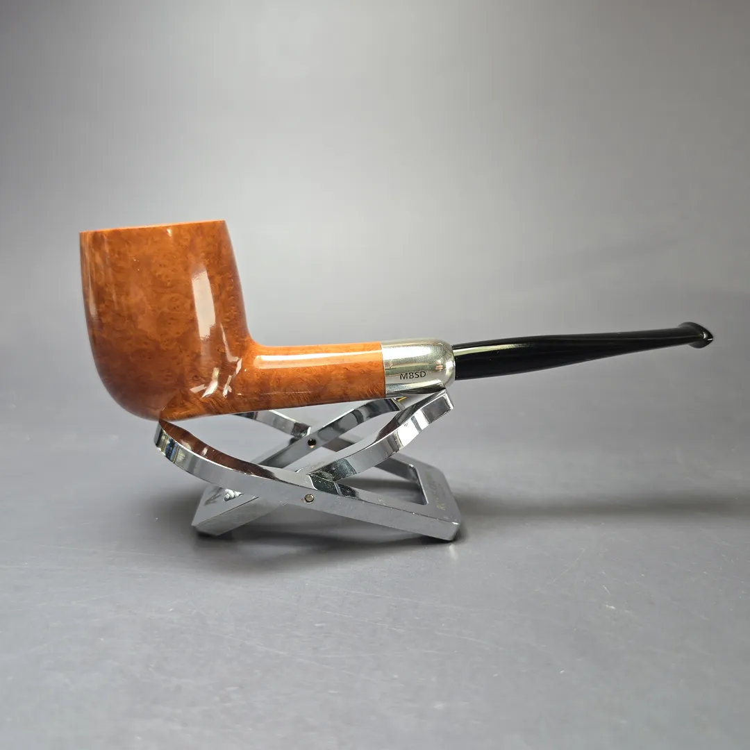 MBSD Briars Timeless Traditions 1 Smooth Billiard w/ Silver Handmade Briar Pipe, New - Image 3