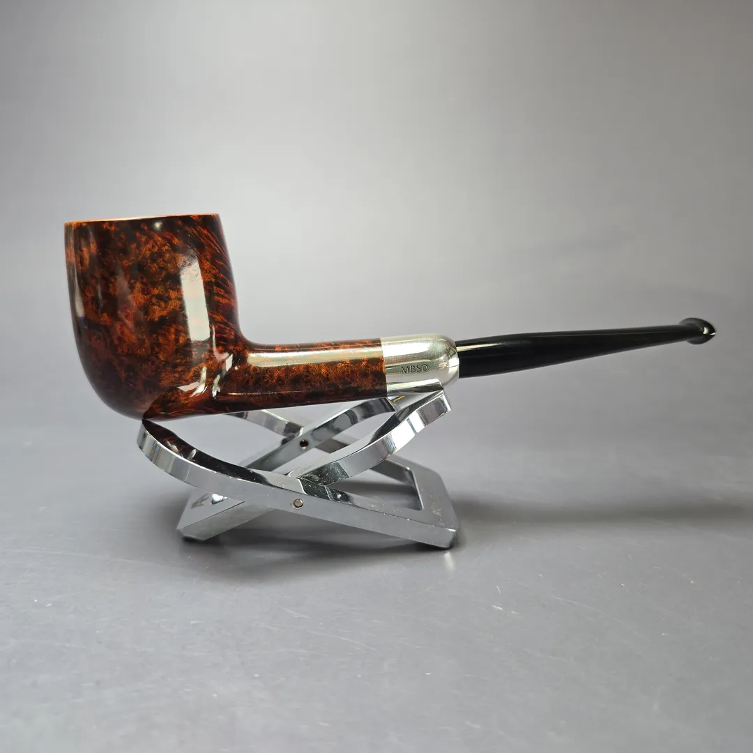 MBSD Briars Timeless Traditions 1 Smooth Billiard w/ Silver Handmade Briar Pipe, New - Image 3