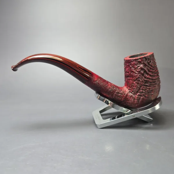 Pipe Tristan Contrast Sandblasted LC Bent Billiard w/ Cumberland Briar Pipe, New - Image 4