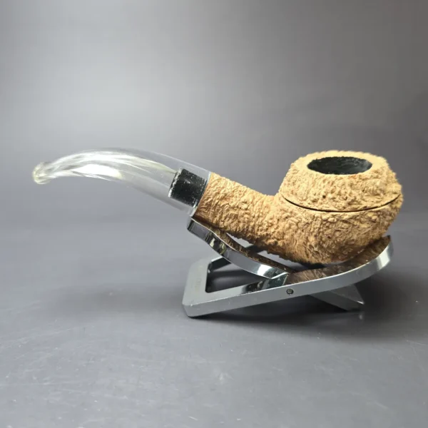 Pipe Tristan Natural Granite Rusticated Bullmoose w/ Perspex Handmade Briar Pipe, New - Image 4