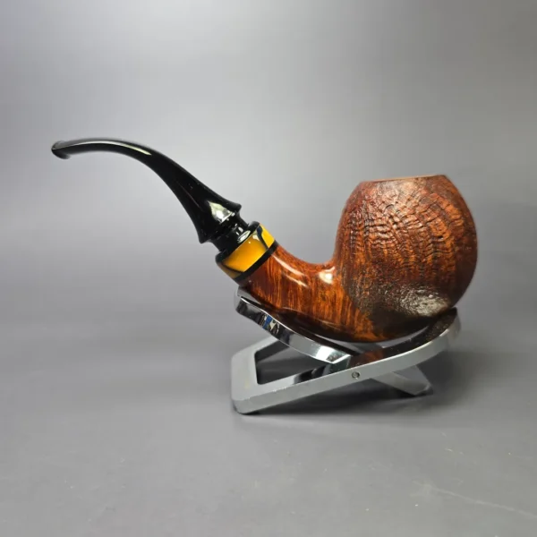 Papa Bear's Pipes by Tim Beaumont Partially Sandblasted Egg Handmade Briar Pipe, New - Image 4