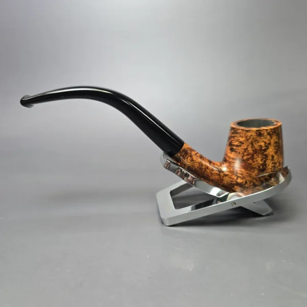 BriarWorks Classic C13 Dark Smooth Bent Billiard w/ Black Stem Briar Pipe, New - Image 4