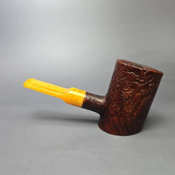 Moonshine MS06 Leather Sandblasted Stoker Poker w/ Yellow Stem Briar Pipe, New - Image 4
