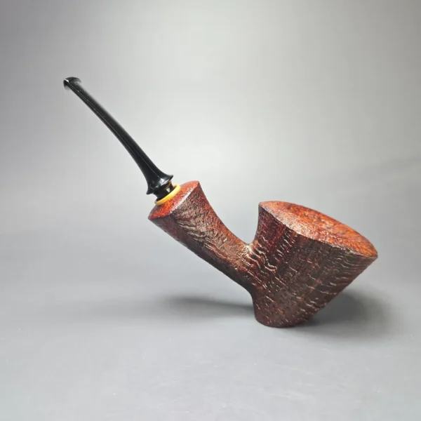 Madao 3000 Sandblasted Asymmetric Standing Dublin w/ Boxwood Handmade Briar Pipe, New - Image 4