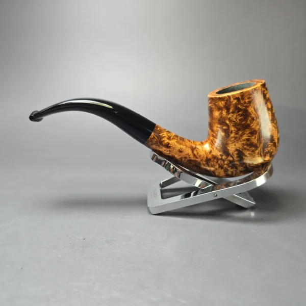 BriarWorks Classic C12 Dark Smooth Bent Billiard w/ Black Stem Briar Pipe, New - Image 4