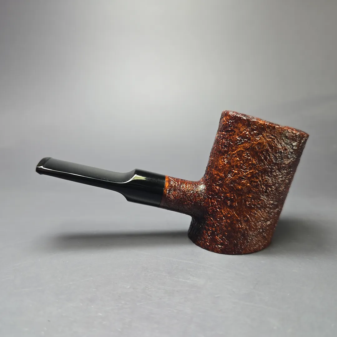 Moonshine MS06 Leather Sandblasted Stoker Poker w/ Black Stem Briar Pipe, New - Image 4