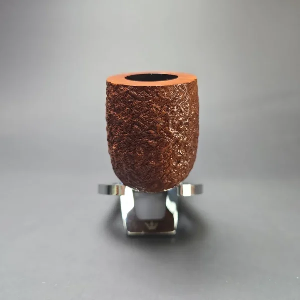 Ferndown Antique Bark 2 Star Partially Rusticated Billiard w/ Silver Estate Briar Pipe, Unsmoked - Image 4