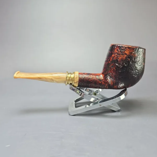 Neerup Classic Sandblasted Brandy w/ Brass Estate Briar Pipe, Unsmoked - Image 4