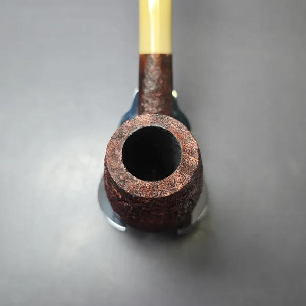 Pipe Tristan Contrast Sandblasted LC Bent Billiard w/ Tan Ebonite Handmade Briar Pipe, New - Image 5