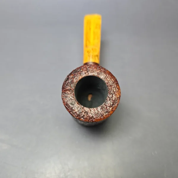 Moonshine MS06 Leather Sandblasted Stoker Poker w/ Yellow Stem Briar Pipe, New - Image 5