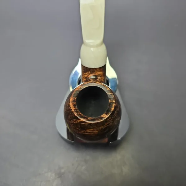 Moonshine MS12L Dark Smooth Long Stem Grapeshot w/ White Stem Briar Pipe, New - Image 5