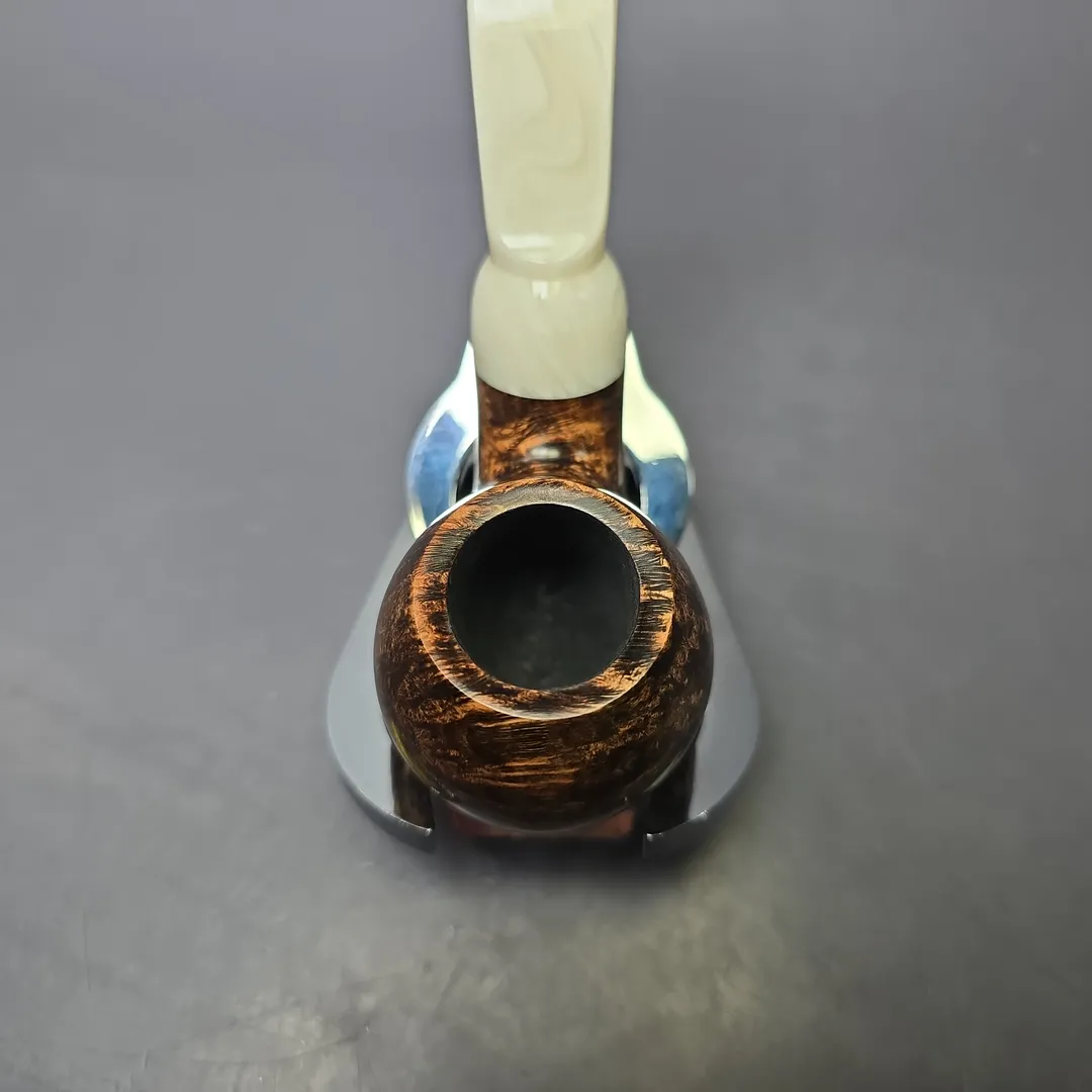 Moonshine MS12L Dark Smooth Long Stem Grapeshot w/ White Stem Briar Pipe, New - Image 5