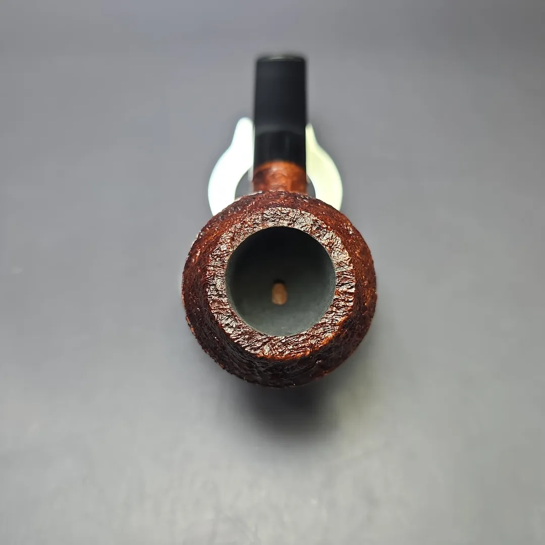 Moonshine MS02 Leather Sandblasted Devil Dog Rhodesian w/ Black Stem Briar Pipe, New - Image 5