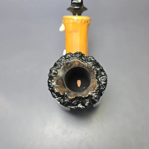 J Mouton Sandblasted Dublin w/ Bamboo & Walrus Estate Briar Pipe, Unsmoked - Image 5