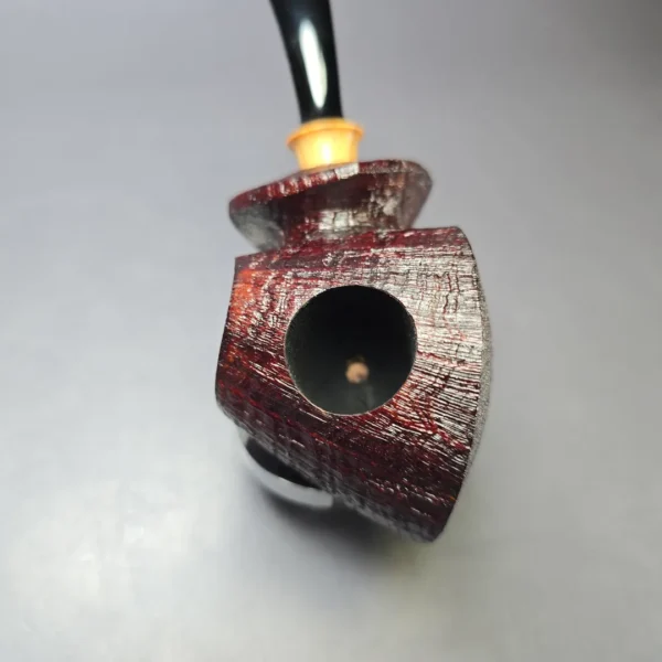 Madao Sandblasted "Drum" Blowfish w/ Boxwood Handmade Briar Pipe, New - Image 5