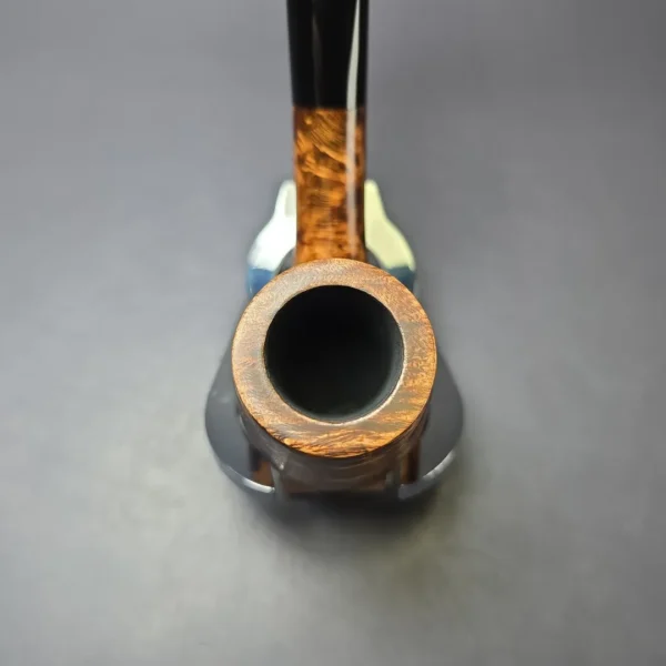 BriarWorks Classic C12 Dark Smooth Bent Billiard w/ Black Stem Briar Pipe, New - Image 5