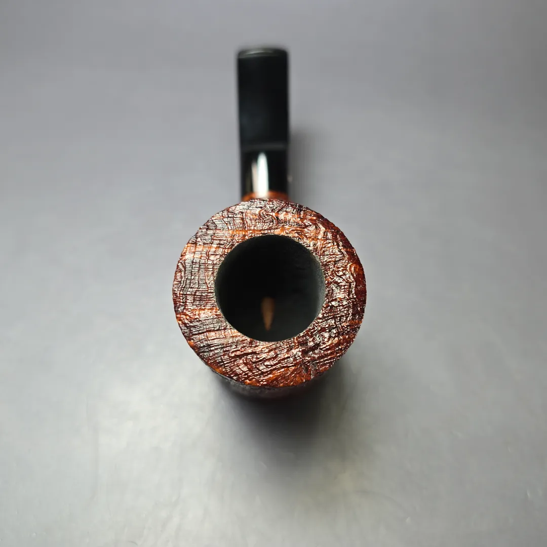 Moonshine MS06 Leather Sandblasted Stoker Poker w/ Black Stem Briar Pipe, New - Image 5