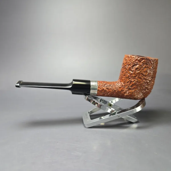 Ferndown Antique Bark 2 Star Partially Rusticated Billiard w/ Silver Estate Briar Pipe, Unsmoked - Image 5