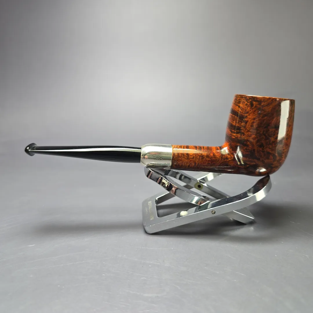 MBSD Briars Timeless Traditions 1 Smooth Billiard w/ Silver Handmade Briar Pipe, New - Image 5