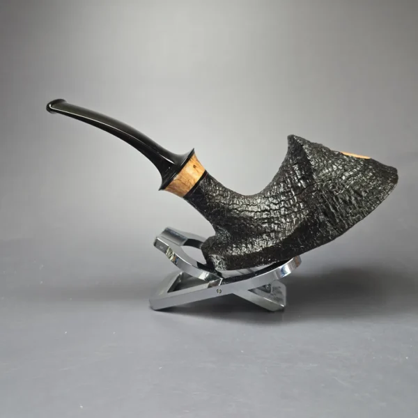 Kent Rasmussen Sandblasted Asymmetric Elephant's Foot w/ Masur Birch Estate Briar Pipe, Unsmoked - Image 5
