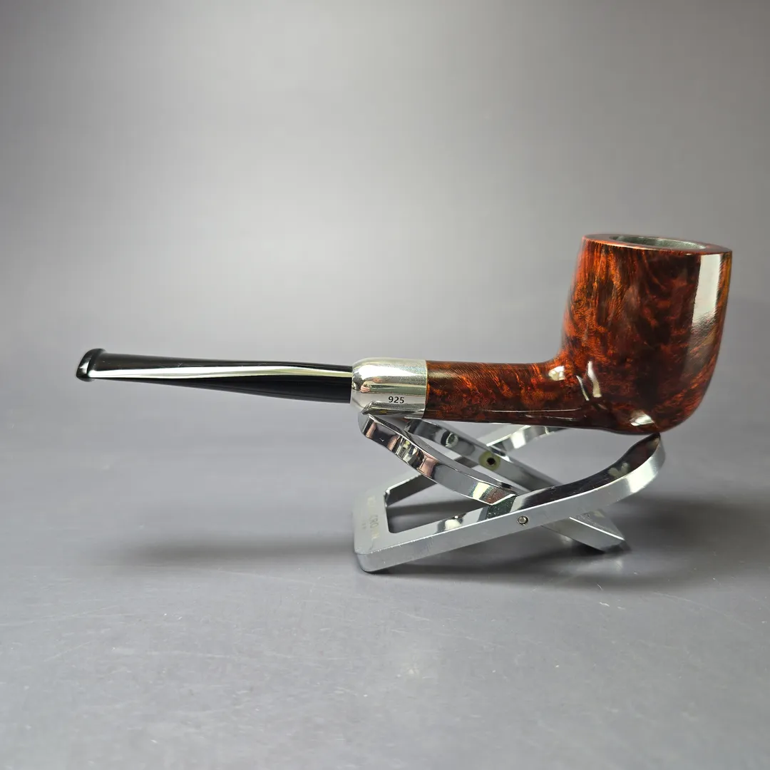 MBSD Briars Timeless Traditions 1 Smooth Billiard w/ Silver Handmade Briar Pipe, New - Image 5