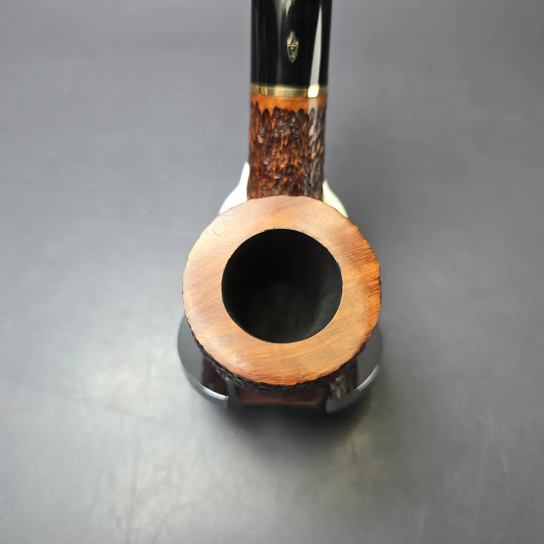 Savinelli Short Partially Rusticated Bent Pot Estate Briar Pipe, Italian Estates, 6mm - Image 5