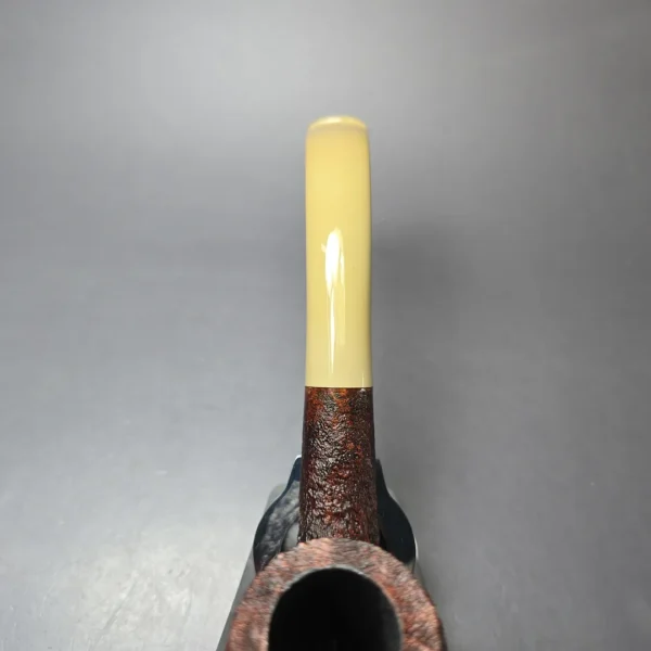 Pipe Tristan Contrast Sandblasted LC Bent Billiard w/ Tan Ebonite Handmade Briar Pipe, New - Image 6