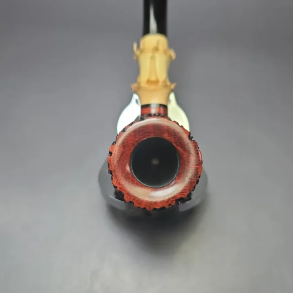 Walt Cannoy Cardinal House Morton Lava Rock Bamboo Billiard Handmade Briar Pipe, New - Image 6