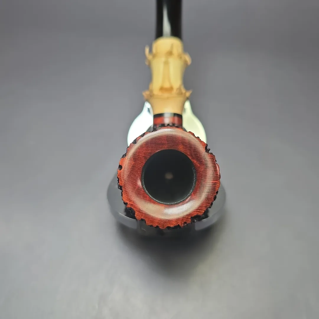 Walt Cannoy Cardinal House Morton Lava Rock Bamboo Billiard Handmade Briar Pipe, New - Image 6