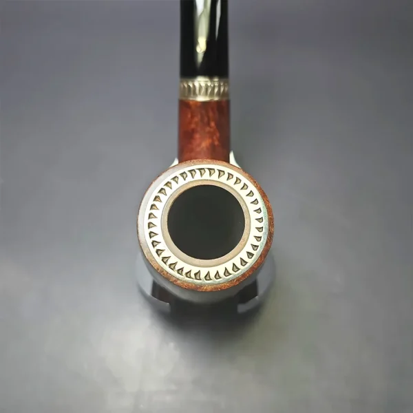 Ser Jacopo Domina 2006 Smooth Bent Billiard w/ Silver Estate Briar Pipe, Unsmoked - Image 6