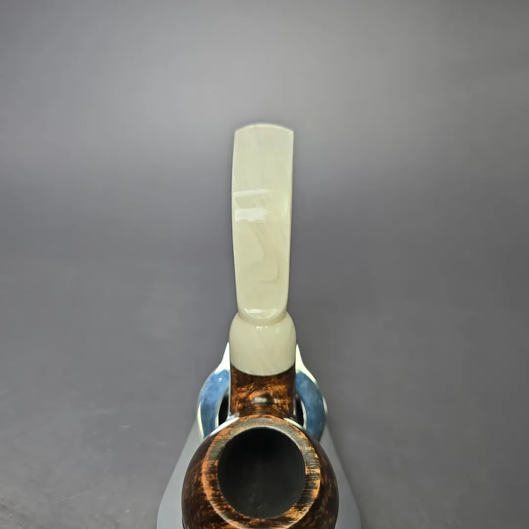 Moonshine MS12L Dark Smooth Long Stem Grapeshot w/ White Stem Briar Pipe, New - Image 6