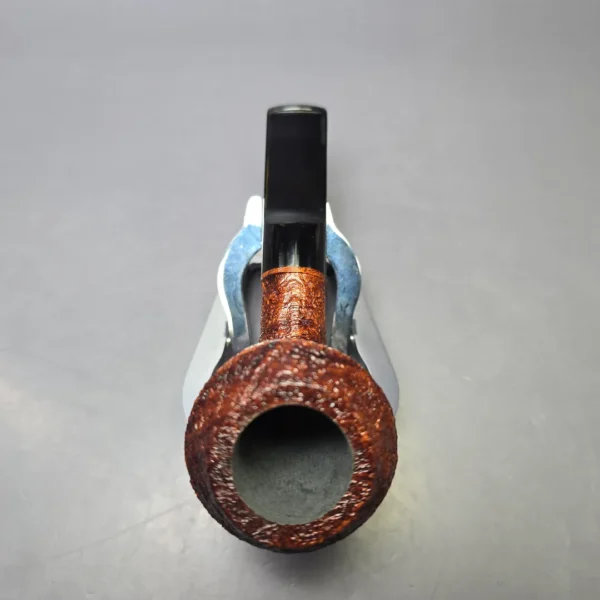 Moonshine MS02 Leather Sandblasted Devil Dog Rhodesian w/ Black Stem Briar Pipe, New - Image 6