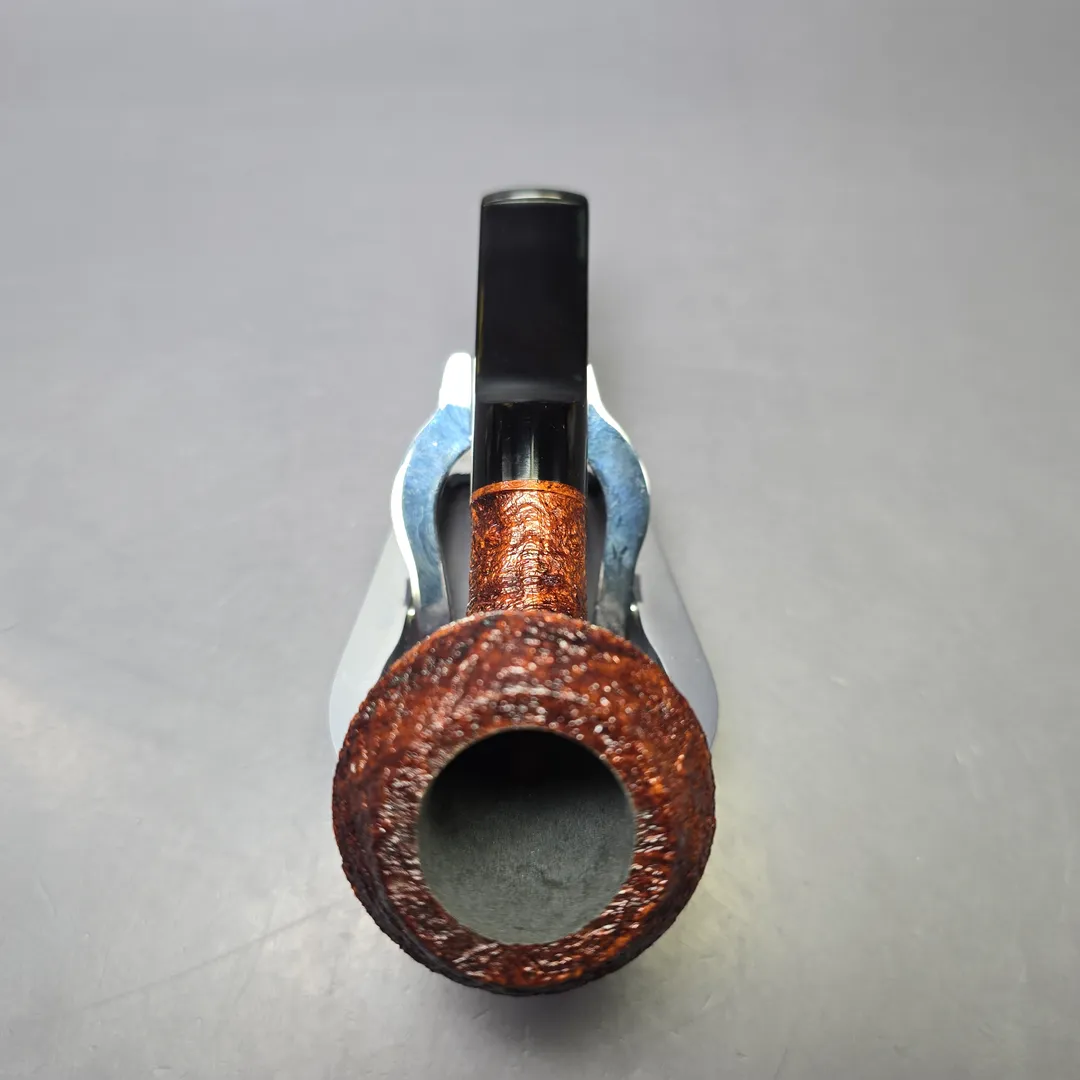 Moonshine MS02 Leather Sandblasted Devil Dog Rhodesian w/ Black Stem Briar Pipe, New - Image 6