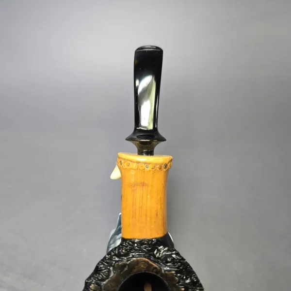 J Mouton Sandblasted Dublin w/ Bamboo & Walrus Estate Briar Pipe, Unsmoked - Image 6