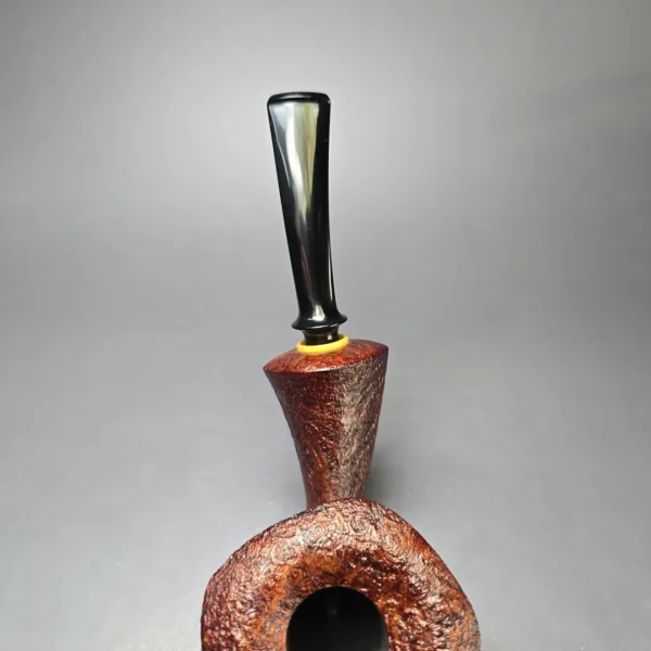 Madao 3000 Sandblasted Asymmetric Standing Dublin w/ Boxwood Handmade Briar Pipe, New - Image 6