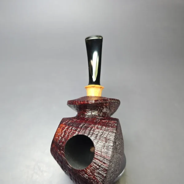 Madao Sandblasted "Drum" Blowfish w/ Boxwood Handmade Briar Pipe, New - Image 6