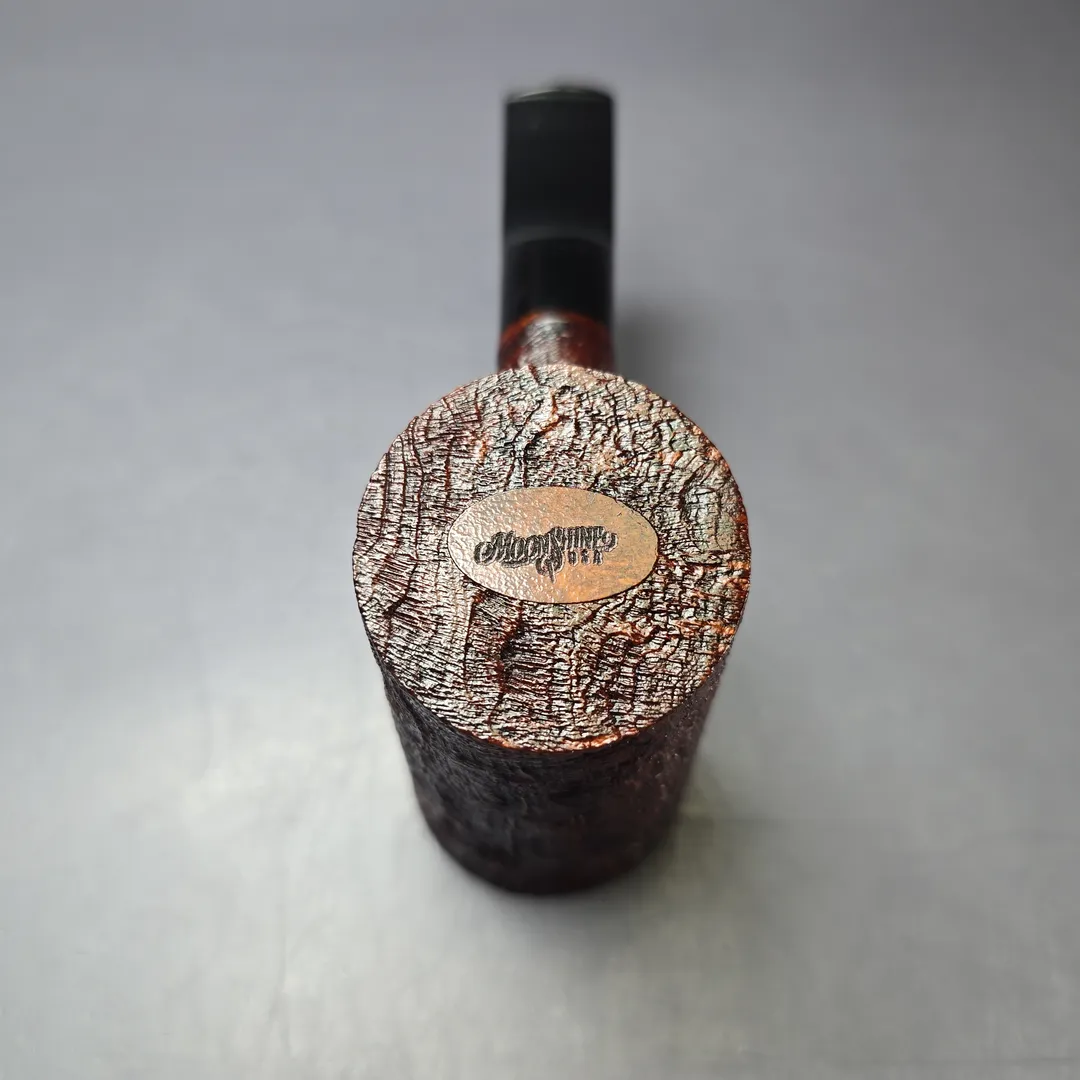 Moonshine MS06 Leather Sandblasted Stoker Poker w/ Black Stem Briar Pipe, New - Image 6