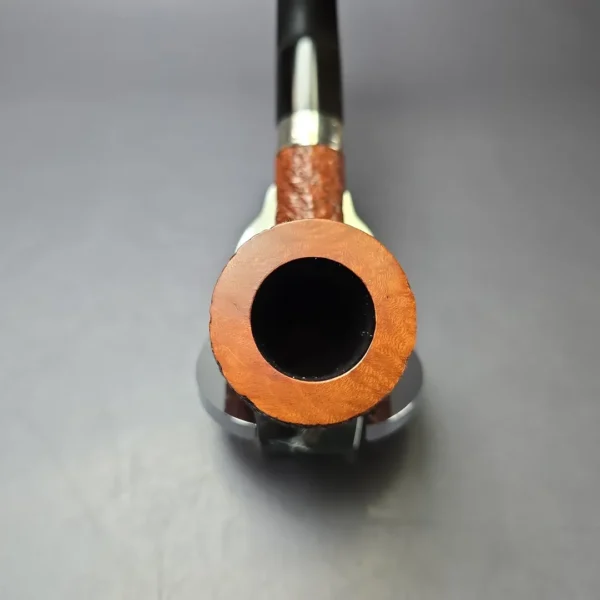 Ferndown Antique Bark 2 Star Partially Rusticated Billiard w/ Silver Estate Briar Pipe, Unsmoked - Image 6