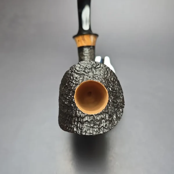 Kent Rasmussen Sandblasted Asymmetric Elephant's Foot w/ Masur Birch Estate Briar Pipe, Unsmoked - Image 6