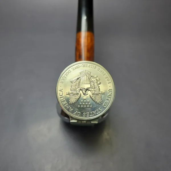 Dunhill 2005 Amber Root XL03 Smooth Giant Billiard w/ Silver Eagle Wind Cap Estate Briar Pipe, Unsmoked - Image 6