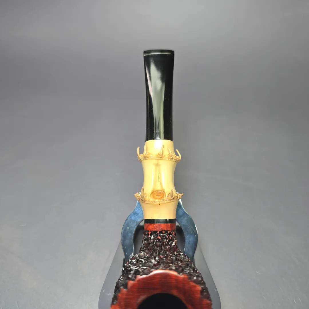 Walt Cannoy Cardinal House Morton Lava Rock Bamboo Billiard Handmade Briar Pipe, New - Image 7